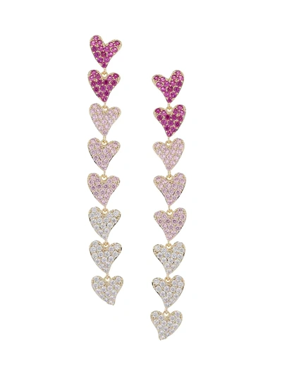 Shop Eye Candy La Women's The Luxe Rainbow Heart 18k Goldplated & Crystal Earrings In Neutral