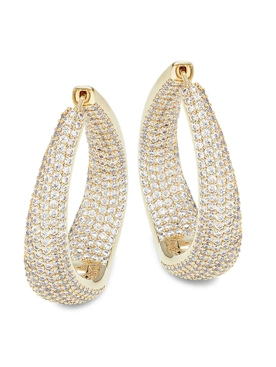 Shop Adriana Orsini Women's Goldtone & Crystal Twist Hooper Earrings In Neutral