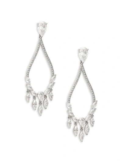 Shop Adriana Orsini Women's Rhodium-plated & Crystal Chandelier Earrings In White