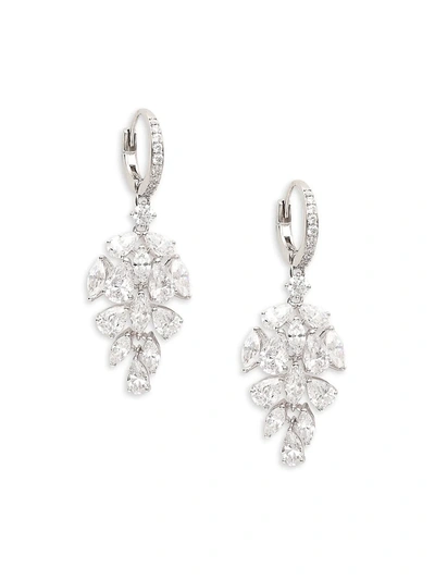 Shop Adriana Orsini Women's Rhodium-plated & Crystal Cluster Drop Earrings In Neutral