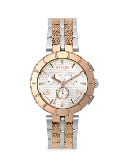 Shop Versus Men's Logo Gent Chrono Two-tone Stainless Steel Chronograph Watch In White