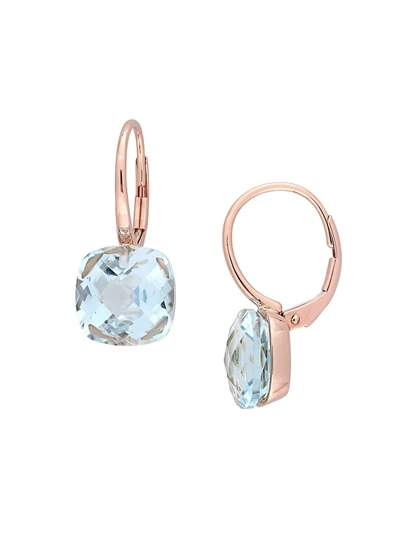 Shop Sonatina Women's 14k Rose Gold Blue Topaz Drop Earrings