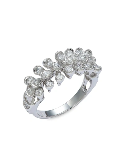 Shop Saks Fifth Avenue Women's 14k White Gold & Diamond Flower Ring