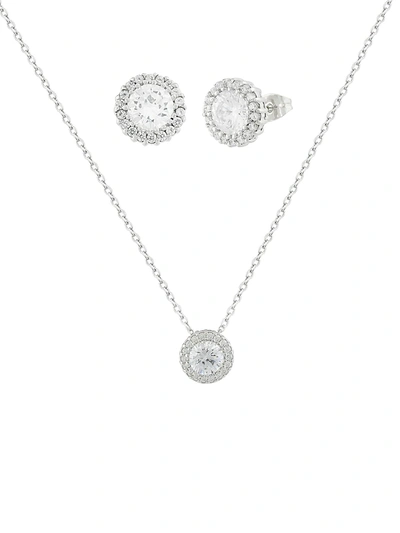 Shop Jan-kou Women's 2-piece Cubic Zirconite Necklace & Earrings Set In Brass