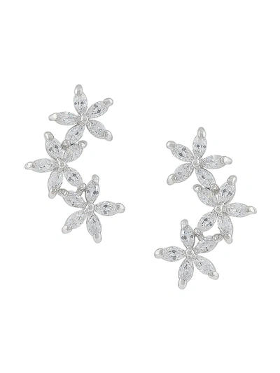 Shop Jan-kou Women's Cubic Zirconite Flower Drop Earrings In Brass