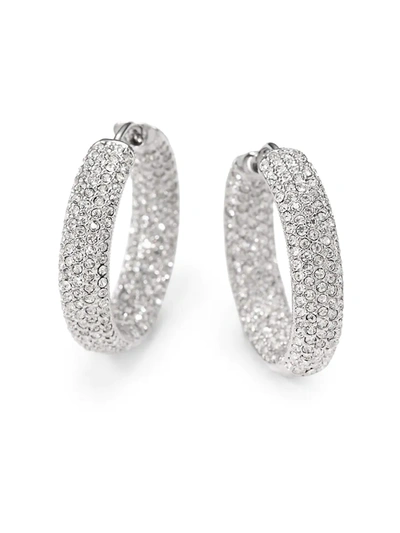 Shop Adriana Orsini Women's Pavé Crystal Rhodium-plated Inside-outside Hoop Earrings In Brass