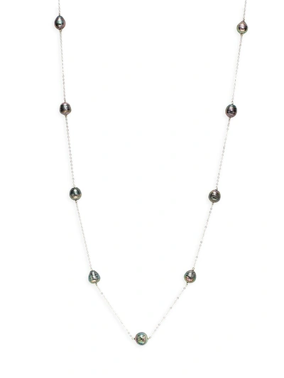 Shop Masako Women's 14k White Gold 10-11mm Baroque Tahitian Pearl Station Necklace
