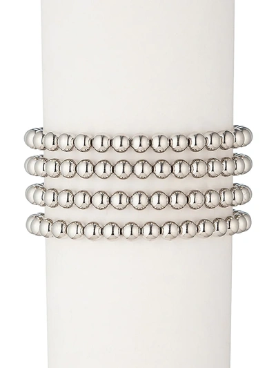 Shop Eye Candy La Women's Sophia 18k White Goldplated Bead Bracelet