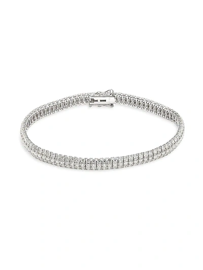 Shop Diana M Jewels Women's 14k White Gold & Diamond Multi-row Tennis Bracelet