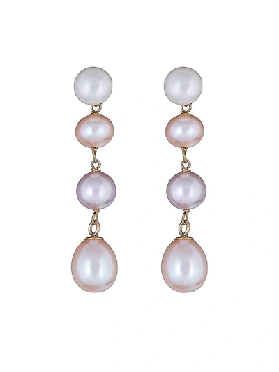 Shop Belpearl Women's 14k Yellow Gold & 5-7mm Multicolor Cultured Freshwater Pearl Drop Earrings