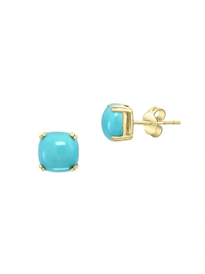Shop Effy Women's 14k Yellow Gold Turquoise Stud Earrings
