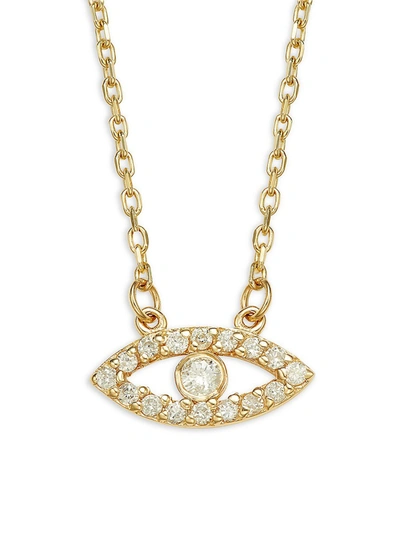 Shop Saks Fifth Avenue Women's 14k Yellow Gold & Diamond Evil Eye Pendant Necklace