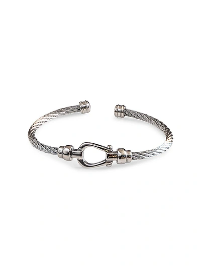Shop Jean Claude Men's Stainless Steel Cable Bangle In Neutral