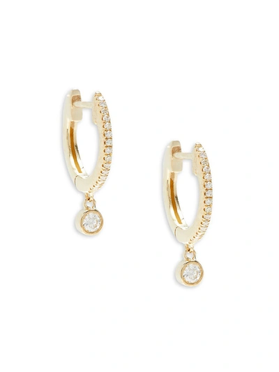 Shop Saks Fifth Avenue 14k Yellow Gold & Diamond Hoop Drop Earrings