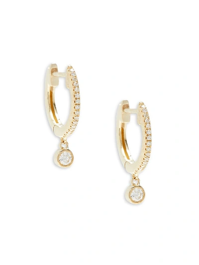Saks Fifth Avenue 14k Yellow Gold & Diamond Hoop Drop Earrings In Yellow Gold