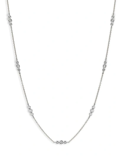 Shop Nephora Women's 14k White Gold & Diamond Cluster Station Necklace