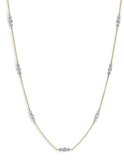 Shop Nephora Women's 14k Two-tone Gold & Diamond Cluster Station Necklace In Two Tone Gold