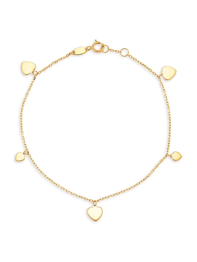 Shop Saks Fifth Avenue Women's 14k Yellow Gold Heart Station Bracelet