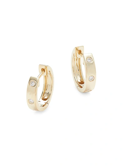 Shop Saks Fifth Avenue Women's 14k Yellow Gold & Diamond Huggie Hoop Earrings