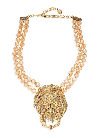 Shop Heidi Daus Women's Goldtone & Crystal Rhinestone Lion Door-knocker Necklace In Neutral