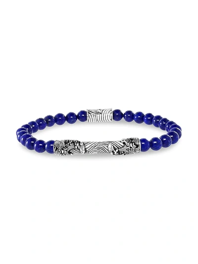 Shop Effy Men's Sterling Silver & Lapis Lazuli Beaded Bracelet