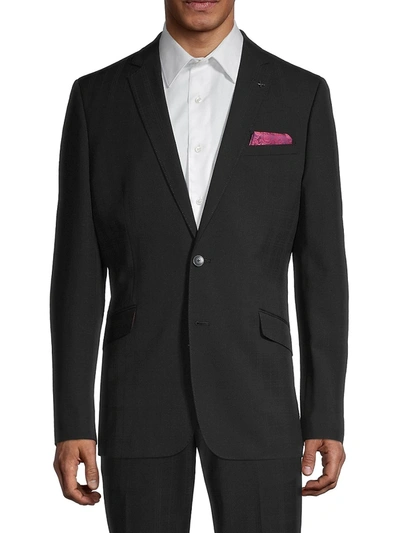 Shop Nhp Men's Tonal Plaid Suit Separates Jacket In Black