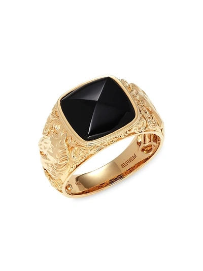 Shop Effy Men's 14k Yellow Gold & Onyx Ring