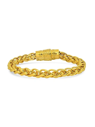 Shop Anthony Jacobs Men's 18k Goldplated Stainless Steel Magnetic Clasp Bracelet