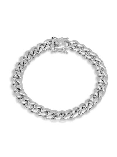 Shop Anthony Jacobs Men's Stainless Steel Miami Cuban-link Bracelet In Neutral