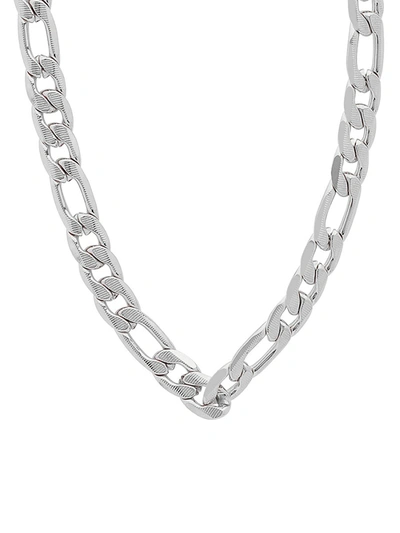 Shop Anthony Jacobs Men's Stainless Steel Figaro-link Necklace In Neutral