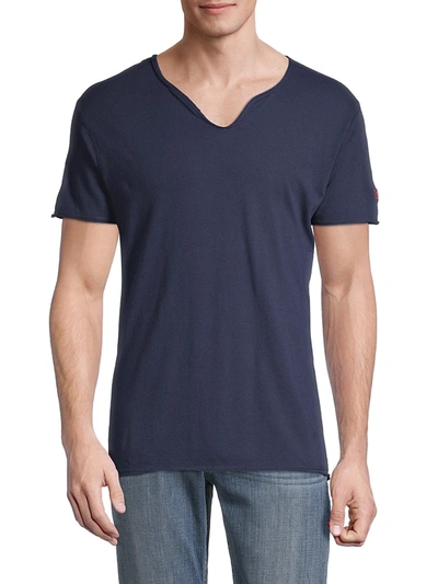 Shop Zadig & Voltaire Men's Monas Splitneck Cotton T-shirt In Marine