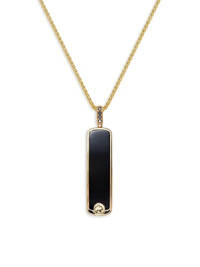 Shop Effy Men's 14k Yellow Gold, Agate & Black Diamond Pendant Necklace