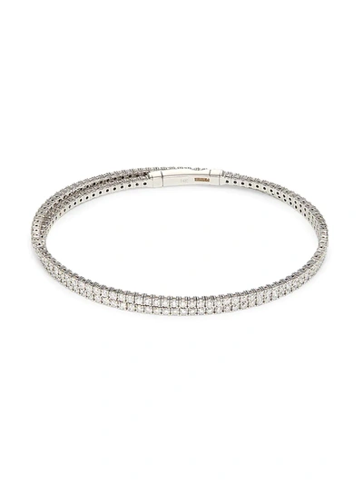 Shop Effy Women's 14k White Gold & Diamond Bangle Bracelet