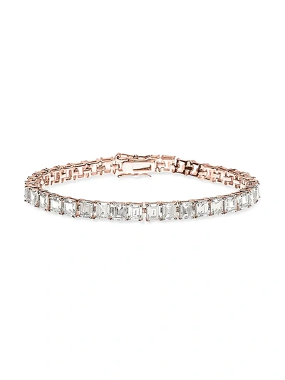Shop Cz By Kenneth Jay Lane Women's Look Of Real Rose Goldplated & Crystal Tennis Bracelet