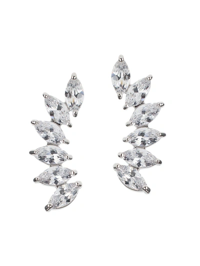 Shop Cz By Kenneth Jay Lane Women's Look Of Real Rhodium Plated & Marquise Crystal Earrings In Neutral