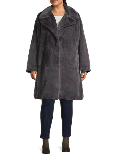 Shop Avec Les Filles Women's Plus Faux Fur Coat In Graphite