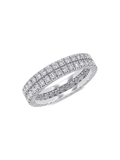 Shop Saks Fifth Avenue Women's 14k White Gold & Diamond Double-row Eternity Ring