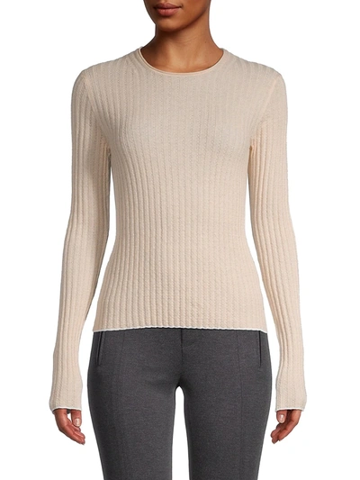 Shop Vince Women's Rib-knit Cashmere Sweater In Pale Beige