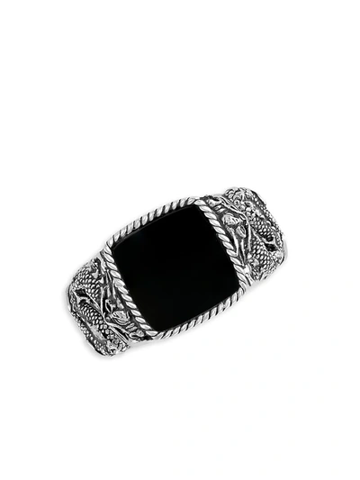 Shop Effy Men's Sterling Silver & Black Onyx Dragon Ring