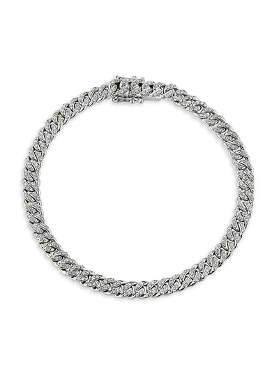 Shop Nephora Women's 14k White Gold & Pavé Diamond Cuban Link Bracelet