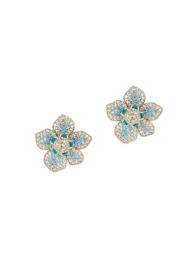 Shop Eye Candy La Women's Luxe Goldtone & Crystal Flower Earrings In Neutral