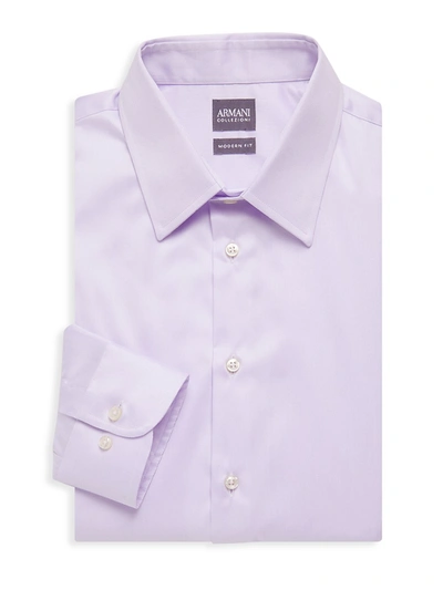 Shop Armani Collezioni Men's Modern-fit Dress Shirt In Purple