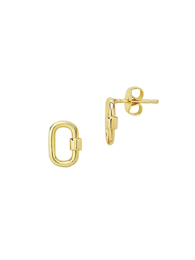 Shop Sterling Forever Women's Goldplated Carabiner Lock Stud Earrings In Neutral