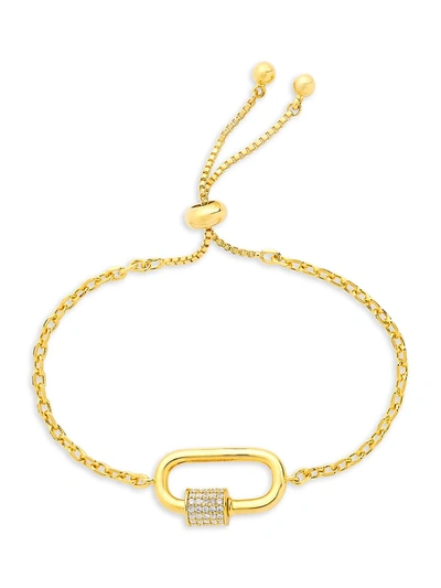 Shop Sterling Forever Women's Goldplated & Cubic Zirconia Carabiner Bolo Bracelet In Neutral