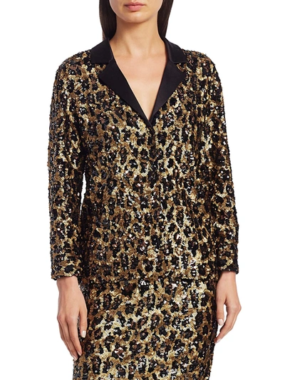 Shop Alice And Olivia Women's Keir Sequin Leopard Print Top