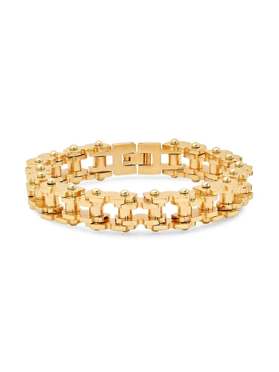 Shop Anthony Jacobs Men's 18k Goldplated Stainless Steel Bicycle Chain Link Bracelet In Neutral