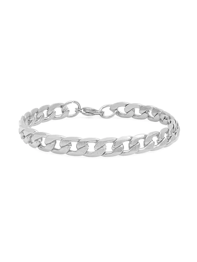 Shop Anthony Jacobs Men's Stainless Steel Cuban-link Chain Bracelet In Neutral