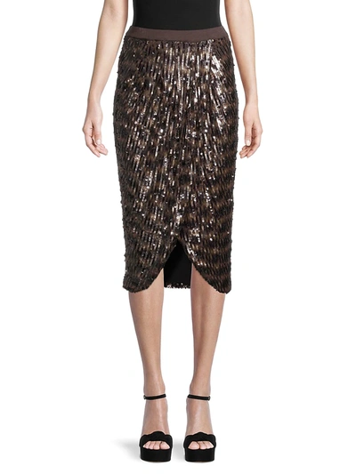 Shop Le Superbe Women's Take It Easy Sequin Wrap Skirt In Brown