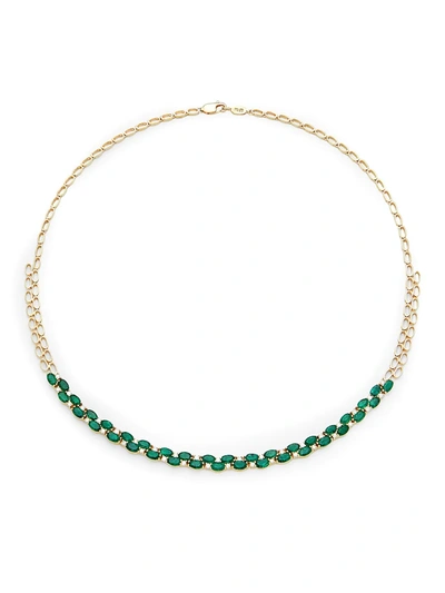 Shop Effy Women's 14k Yellow Gold, Emerald, & Diamond Necklace
