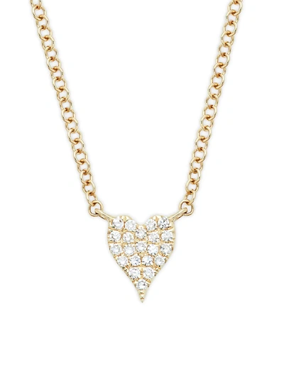 Shop Saks Fifth Avenue Women's 14k Yellow Gold & Diamond Heart Pendant Necklace